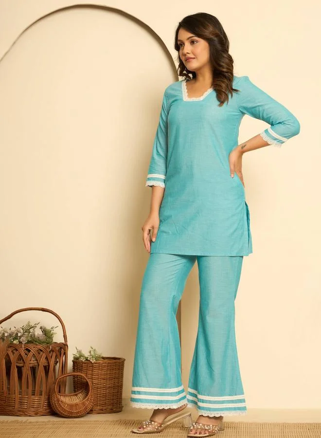 Kasya  Blue Cotton Co-Ord Set for Women | Best Price UAE